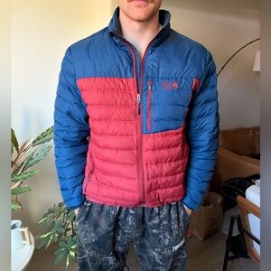 Mountain Hardwear Men's Two-Tone Blue and Red Puffer Jacket